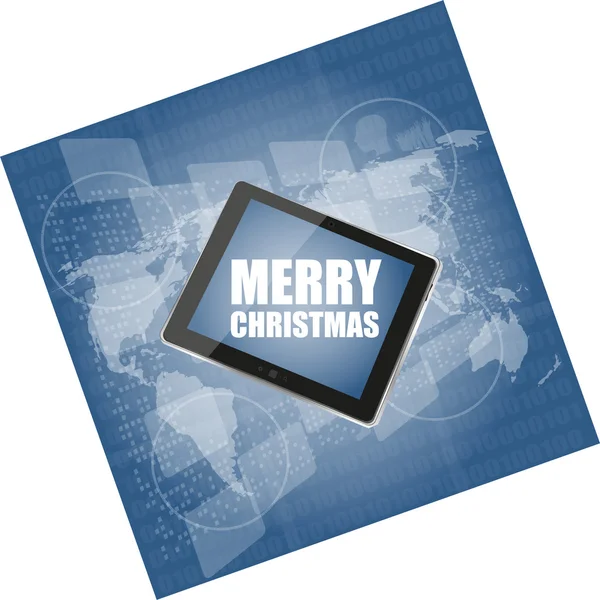 PC de la tableta del teléfono móvil del vector con el diseño de Feliz Navidad — Archivo Imágenes Vectoriales