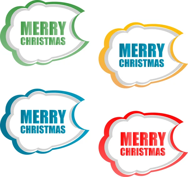 Vector Merry Christmas stickers set isolated on white — Stock Vector