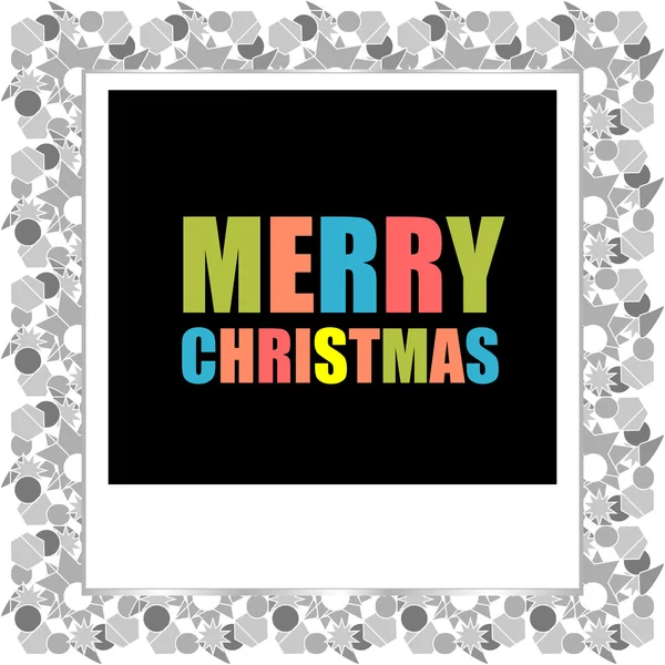 Merry Christmas lettering Greeting Card. Photo Frame. Vector illustration — Stock Vector