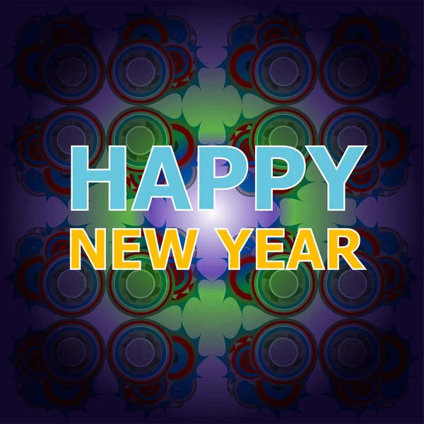 Σχεδιασμός όμορφο κείμενο του Ευτυχισμένο το νέο έτος σε αφηρημένο φόντο. Vector εικονογράφηση — Διανυσματικό Αρχείο