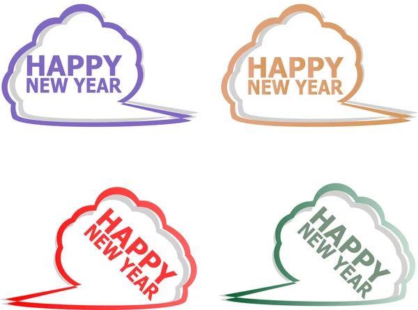 Vector Happy New Year stickers set isolated on white — Stok Vektör