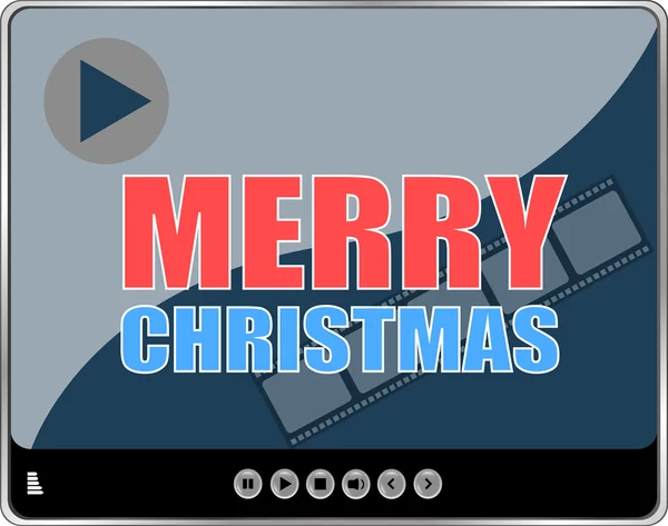 Flache Design-Vektortaste. Frohe Weihnachten auf dem Media Player — Stockvektor