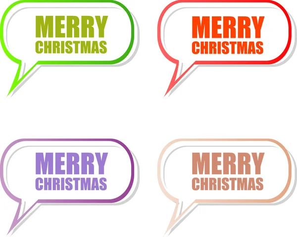 Vector Merry Christmas stickers set isolated on white — Stock Vector