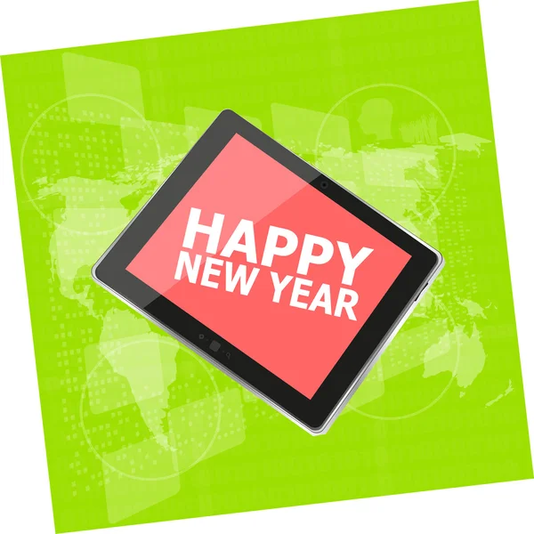 Vector mobiele telefoon tablet pc met Happy New Year ontwerp — Stockvector