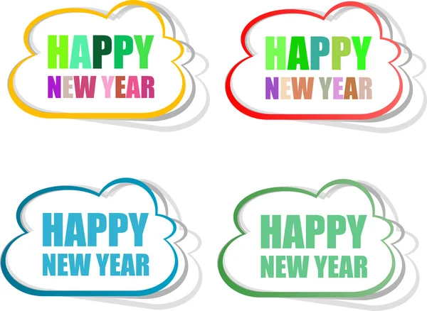 Vector Happy New Year stickers set isolated on white — Stok Vektör