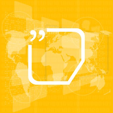 İnce çizgi konuşma baloncuğu ile vektör tırnak işaretleri. Tebligat, bilgi, ifade, uyarı, ders kutusu konsepti. Beyaz arka planda izole edilmiş. düz stil trend modern logo tasarım vektör çizimi