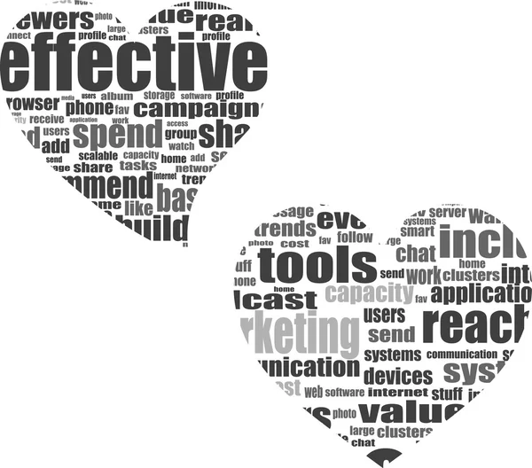 Vector Social media liefde concept in woord wolk van de markering voor denk bubble — Stockvector