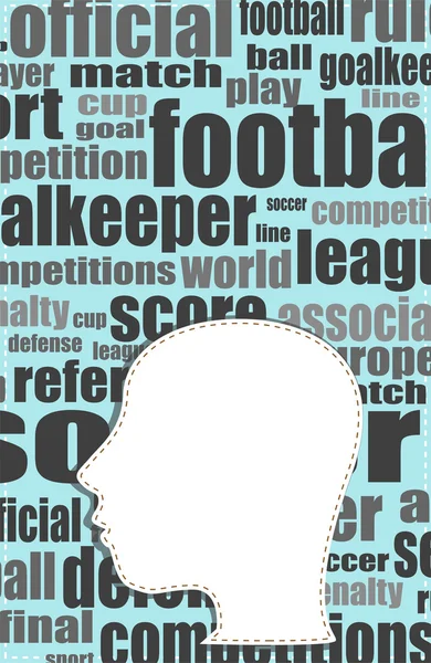 Het silhouet van zijn hoofd met de woorden over het onderwerp social networking — Stockvector