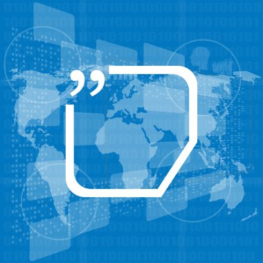 İnce çizgi konuşma baloncuğu ile vektör tırnak işaretleri. Tebligat, bilgi, ifade, uyarı, ders kutusu konsepti. Beyaz arka planda izole edilmiş. düz stil trend modern logo tasarım vektör çizimi