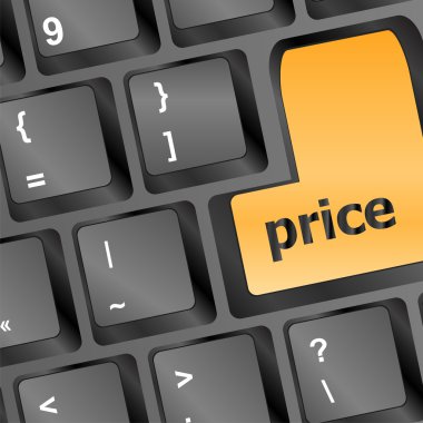computer keyboard with word price button or key vector illustration