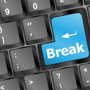 Keyboard with break button, business concept vector illustration