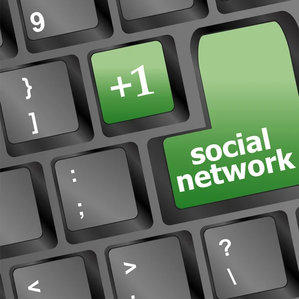 Mídia social ou conceito de rede social: ilustração do vetor do botão do teclado —  Vetores de Stock
