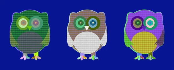 Vector set of cute textile owls — ストックベクタ