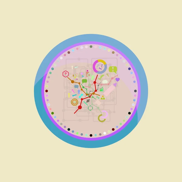 Conjunto de iconos de oficina en diseño plano en la ilustración original del vector del reloj — Vector de stock