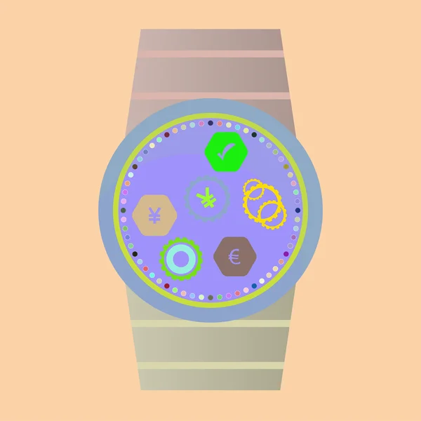 Slim horloge met apps pictogrammen — Stockvector