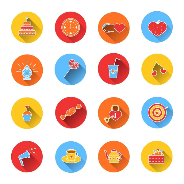 Set of colored icons for Valentine's day. — Stock Vector