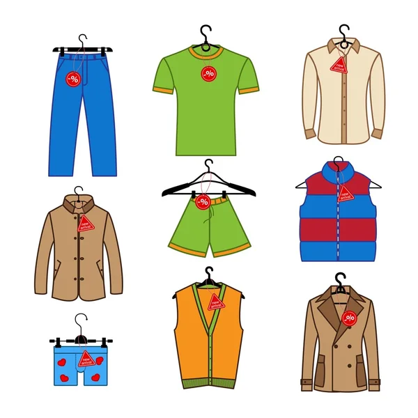 Conjunto de iconos vectoriales de ropa para hombre — Archivo Imágenes Vectoriales