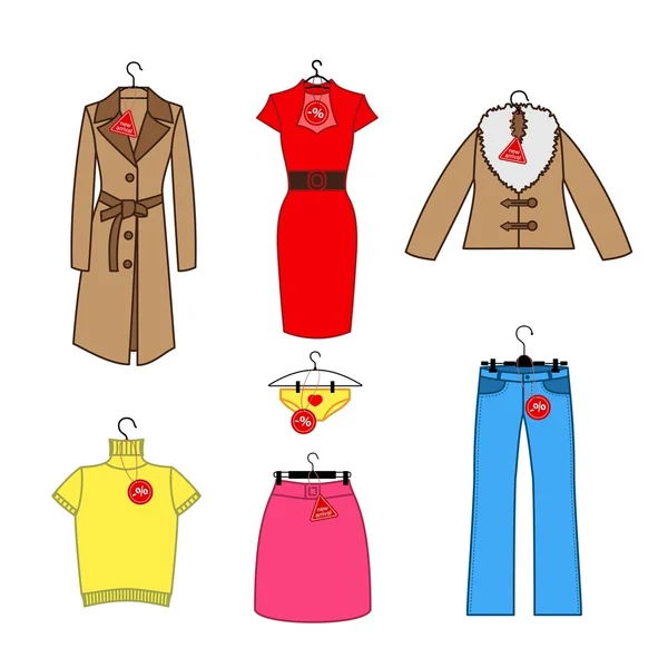 Conjunto de iconos vectoriales de ropa de mujer — Archivo Imágenes Vectoriales