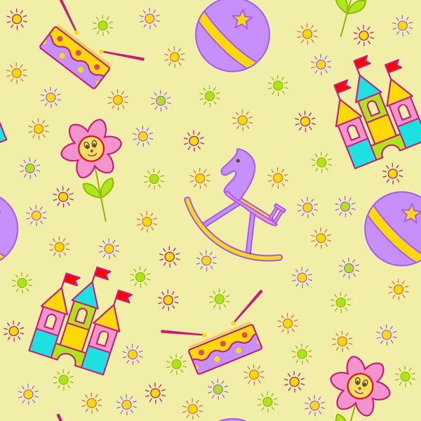 Seamless childrens background. Seamless vector illustration. Cute seamless pattern with elements for design, packaging, printing, textile, design websites, flyers and advertising leaflets
