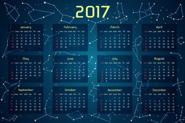 Vektör takvim alanı tarzı 2017.