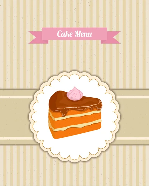 Векторный узор накрывает меню десертов для кафе ломтиком шоколадного торта — стоковый вектор