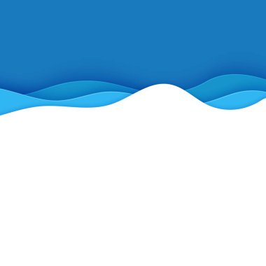 Kağıt kesim tarzında mavi soyut arkaplan. 8 Haziran 'daki Dünya Okyanusu Günü için kağıt katmanları dalgalı su. Vektör Dünya posterleri şablon, ekoloji broşürleri, sunumlar, metin yeri olan davetiyeler.