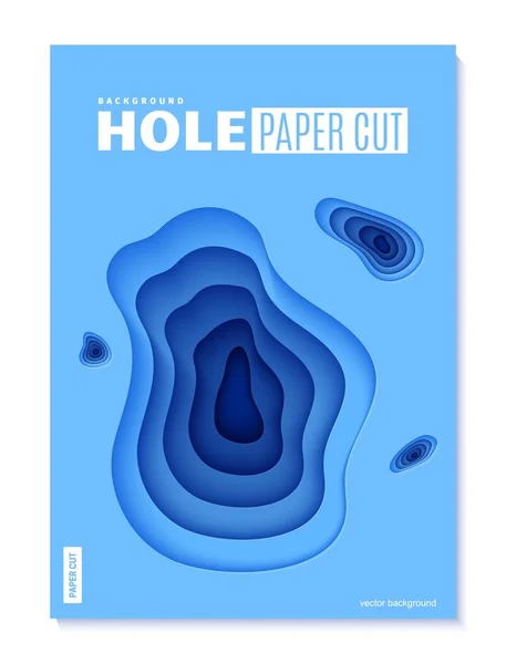 Abstrakte Löcher Hintergrund in Papierschnitt-Stil. 3D-Tapete mit geschichteten Wellen. Papercut wellige blaue Farbformen für geschäftliche Präsentationen oder Umweltplakate. Vektorkartenillustration — Stockvektor