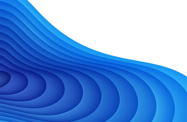 Fundo abstrato azul no estilo de corte de papel. Camadas de papel água ondulada para o Dia Mundial dos Oceanos 8 de junho. Modelo de cartazes Vector Earth, folhetos ecológicos, apresentações, convites com lugar para texto. — Vetor de Stock