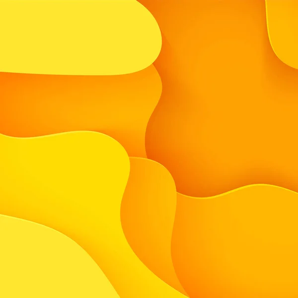 Abstrakt gul bakgrund i pappersklipp konst. 3D orange flytande vågig form med skugga i minimalistisk stil. Enkel layout design för reklam affisch broschyr eller flygblad. Vektorkort illustration — Stock vektor