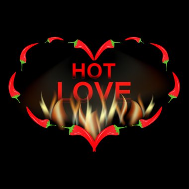 Sevgililer günü kartı kırmızı biber yangında