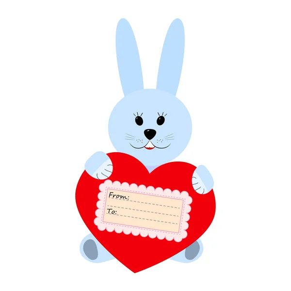 Kaninchen mit Herz auf weißem Hintergrund — Stockvektor
