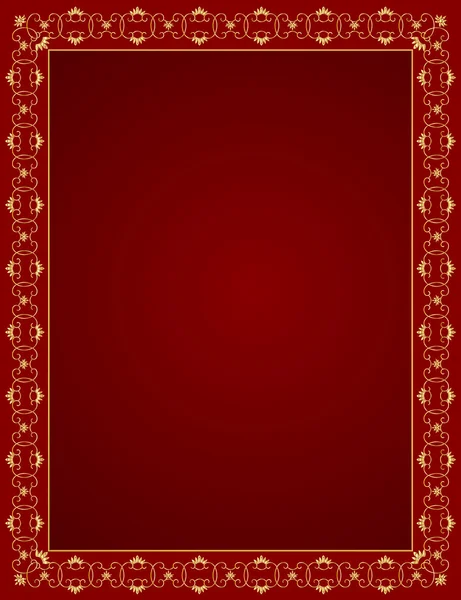 Decorative gold frame on a red background — Stock Vector