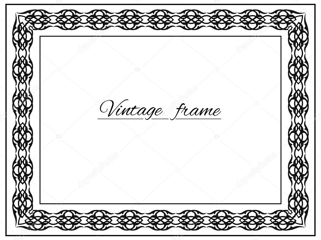 Vintage black background, vector antique frame on white