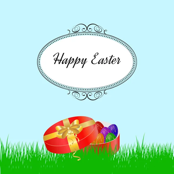 Tło Wielkanoc z trawy i kolorowe jaja — Wektor stockowy