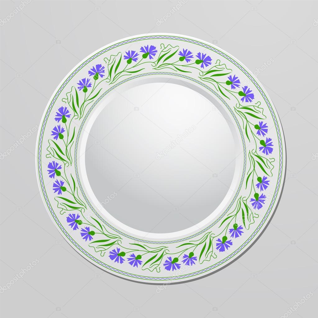Decorative plate with floral ornament for interior design. Home decor. Vector illustration for your design.