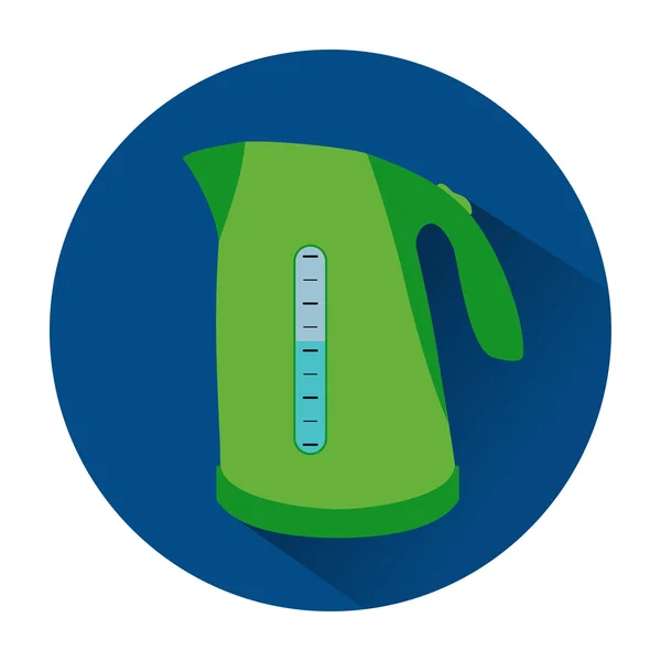 Waterkoker van het pictogram groen in de blauwe cirkel — Stockvector