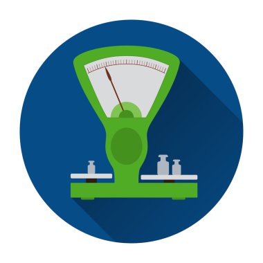 Retro mavi daire içinde küçük ağırlık pullarla alışveriş yeşil