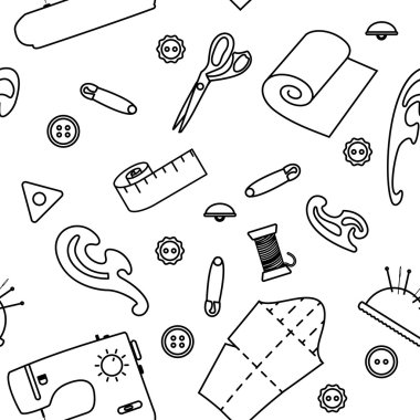 Vektör hat dikiş seamless modeli. İğne işi vektör çizim özetlenen