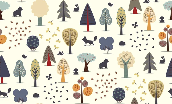 Forest trees seamless pattern — Stock Vector