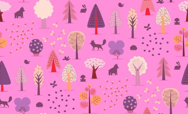 Forest trees seamless pattern — Stock Vector