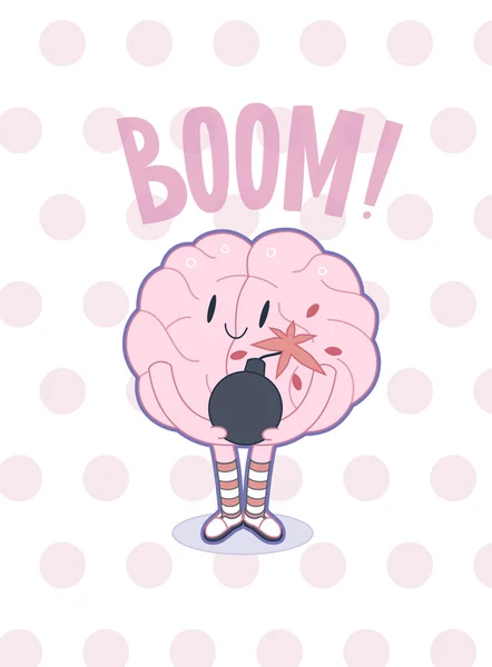 Boom brain illustrated poster - Stok Vektor