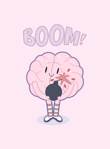 Boom brain illustrated poster — Stock Vector