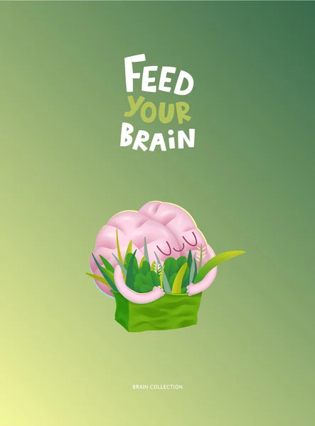Feed poster otak Anda dengan huruf - Stok Vektor
