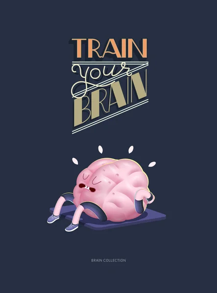 Trenuj swój plakat mózgów z napisem, bieganie — Wektor stockowy