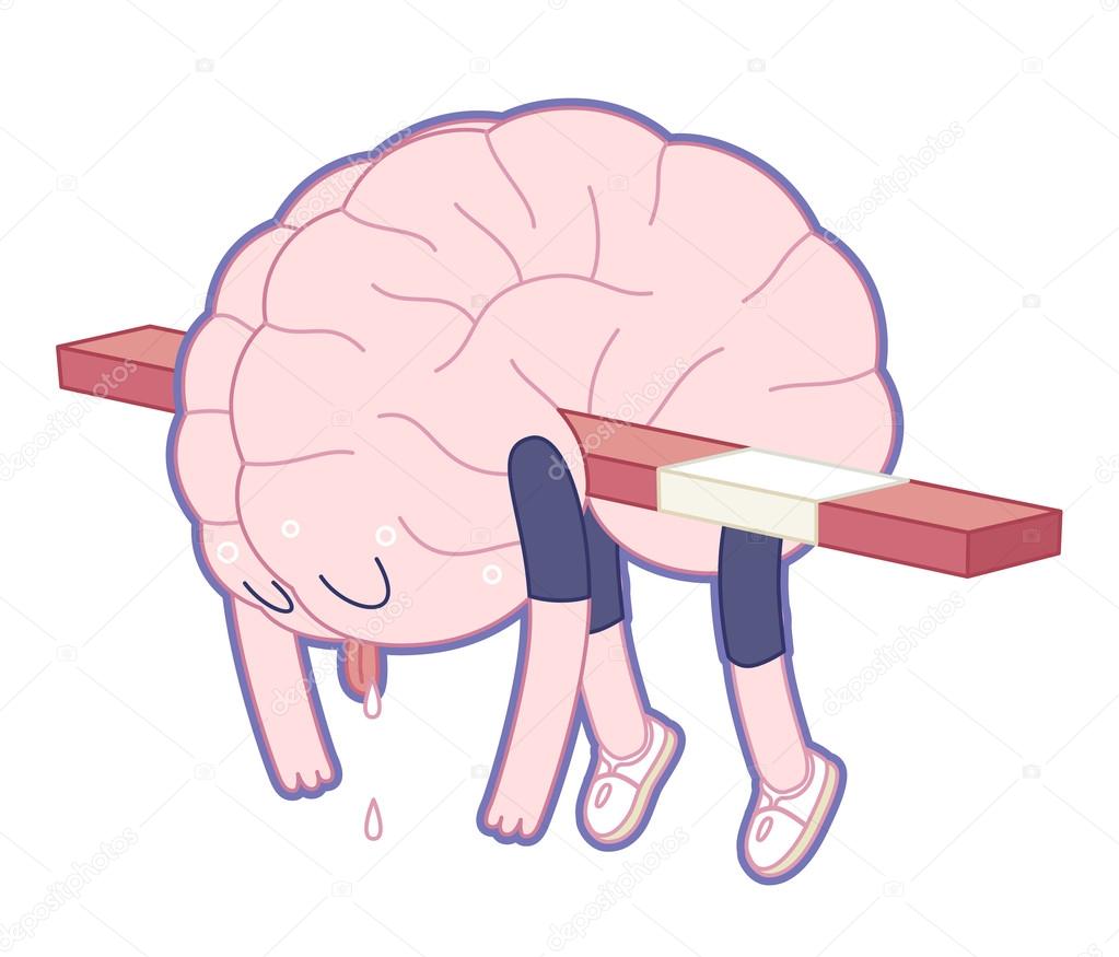 Kartun Otak Lelah Stok Vektor