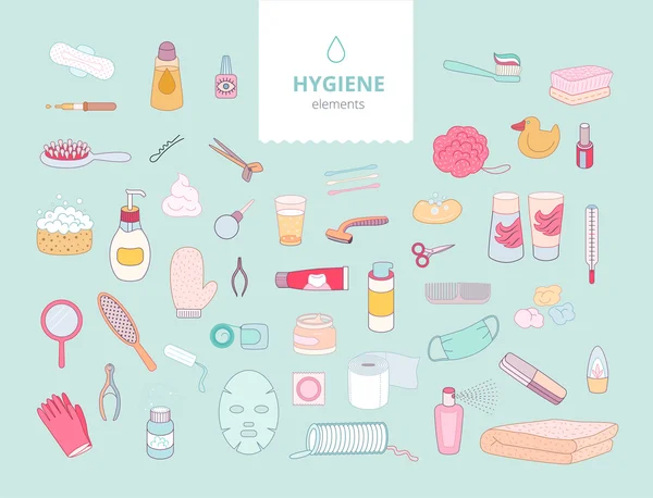 Hygiene-Cartoon-Elemente — Stockvektor