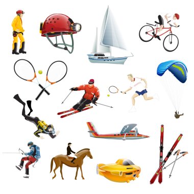 Aşırı spor Icons set
