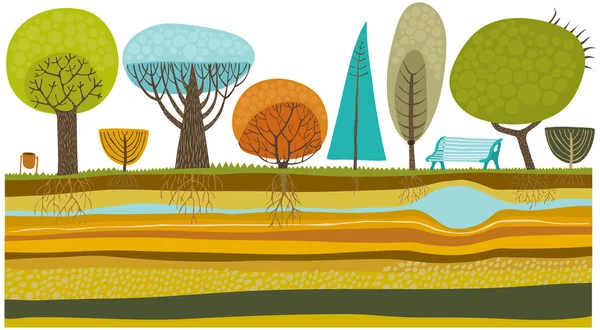ชุดต้นไม้ในสวน — ภาพเวกเตอร์สต็อก