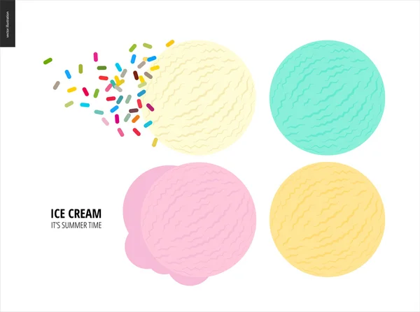 Peu de cuillères à crème glacée sur fond blanc — Image vectorielle