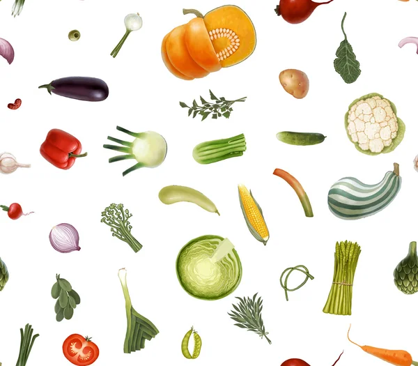 Verduras en blanco — Vector de stock